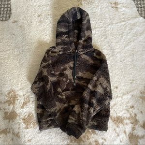 fuzzy camo pullover